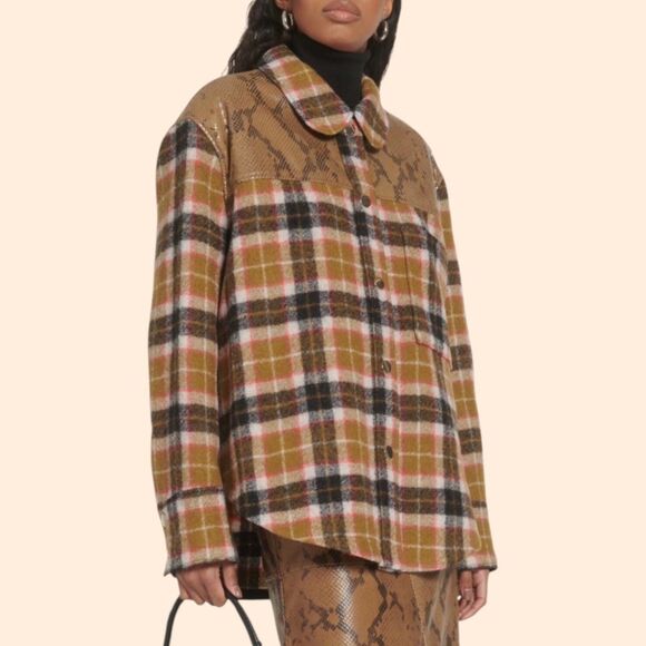DOROTHEE SCHUMACHER Jackets & Blazers - Dorothee Schumacher Leather Wool Plaid Jacket